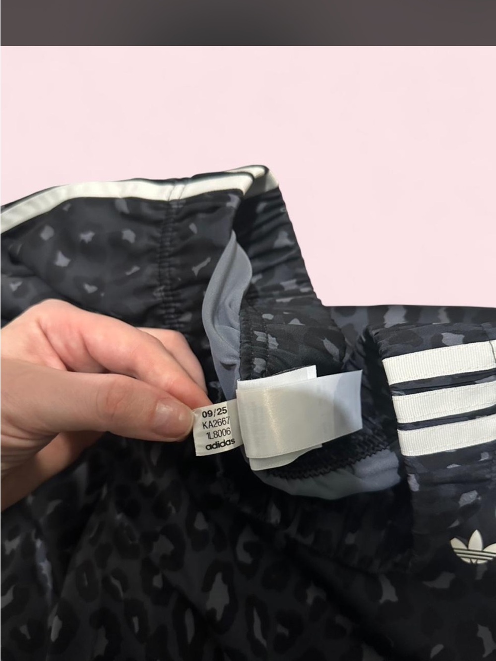 Adidas Original Black Leopard-Print Wide Leg Track Pants - Picture 7 of 8